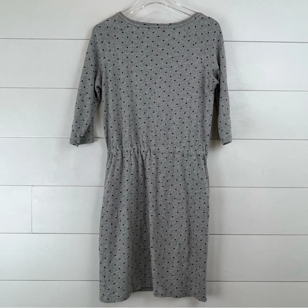 BODEN Size 6 Peggy Drawstring Knit Polka Dot Dress‎ Gray Fleece